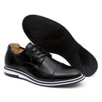 Sapato Derby Masculino Couro Legítimo Preto Forro de Couro Badplay