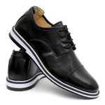 Sapato Derby Masculino Couro Legítimo Preto Forro de Couro Badplay