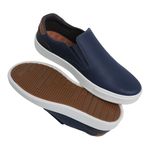 Sapatênis Slip on BS Couro Ecológico Azul Palmilha de Gel 