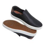 Sapatênis Slip on BS Couro Ecológico Preto Palmilha de Gel 