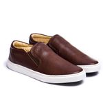 Sapatênis Slip On Couro Café Forro de Couro Berlutini