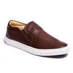 Sapatênis Slip On Couro Café Forro de Couro Berlutini