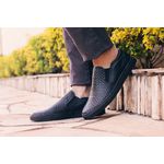 Sapatênis Slip On Tresse Couro Preto Forro de Couro Sola Preta