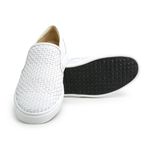 Sapatênis Slip On Tresse Couro Branco Sola Branca Forro de Couro