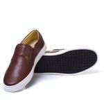 Sapatênis Slip On Liso Couro Café Forro de Couro Berlutini 