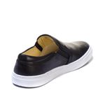 Sapatênis Slip On Liso Preto Sola Branca Forro de Couro Berlutini 