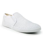 Sapatênis Slip On Tresse Couro Branco Sola Branca Forro de Couro