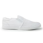 Sapatênis Slip On Tresse Couro Branco Sola Branca Forro de Couro
