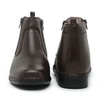 Bota Antistress Botina Ortopédica Palmilha de Gel Zíper Couro Legítimo Café