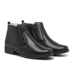 Bota Antistress Botina Ortopédica Palmilha de Gel Zíper Couro Legítimo Preto