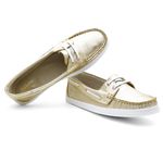 Mocassim Dockside Feminino Conforto Couro Legitimo Dourado