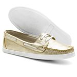 Mocassim Dockside Feminino Conforto Couro Legitimo Dourado