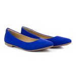 Sapatilha Feminina Bico Fino Conforto Nobuck Azul