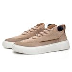Tênis Knit Martim com Couro Areia