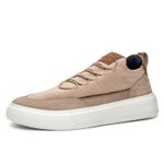 Tênis Knit Martim com Couro Areia