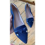 Sapatilha Jeans Bico Fino com Laço