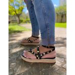 Flatform Juta Tiras Spike Preto