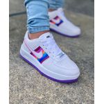 Tênis NK Branco com Colorido e Solado Roxo