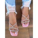 Rasteira Rosa Claro Strass