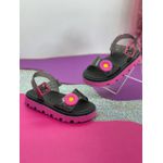 Sandália flor baby preto/pink 