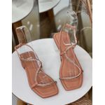 Rasteira Zigzag Strass Nude 