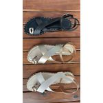 Rasteira OFF WHITE Tiras em X e Detalhe Metalizado