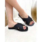 Rasteira Trançada em X Preta