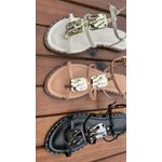 Rasteira Metal Luxe Nude