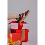 Tênis Marrom Camurça com Listras Rosa e Detalhes em Verde