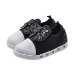 Tênis de Led Infantil Sneaker Luz com Elástico Glitter Pampili 165151 Preto 1344