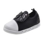 Tênis de Led Infantil Sneaker Luz com Elástico Glitter Pampili 165151 Preto 1344