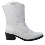 Bota Texana Ana Caste TEX01 Tendência da Moda Branca Croco 2418