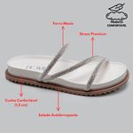 Sandália Rasteira Feminina Branco BK01 Flat Tiras Brilhante 2488