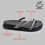 Sandália Rasteira Feminina Preto BK01 Flat Tiras Brilhante 2489