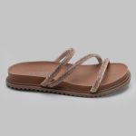 Sandália Rasteira Feminina Bronze BK01 Flat Tiras Brilhante 2490