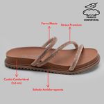 Sandália Rasteira Feminina Bronze BK01 Flat Tiras Brilhante 2490