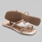 Rasteira Rasterinha Bico Quadrado Jac Com Tiras De Strass Brilho 2567