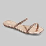 Rasteira Rasterinha Bico Quadrado Jac Com Tiras De Strass Brilho 2567