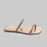 Rasteira Rasterinha Bico Quadrado Jac Com Tiras De Strass Brilho 2567
