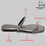 Rasteira Rasterinha Bico Quadrado Jac Com Tiras De Strass Brilho 2568