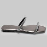 Rasteira Rasterinha Bico Quadrado Jac Com Tiras De Strass Brilho 2568