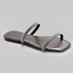 Rasteira Rasterinha Bico Quadrado Jac Com Tiras De Strass Brilho 2568