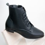 Bota Feminina Veneza01 Confortável E Leve Com Zíper Cano Baixo Preto 2641
