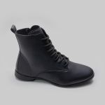 Bota Feminina Veneza01 Confortável E Leve Com Zíper Cano Baixo Preto 2641