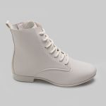 Bota Feminina Veneza01 Confortável E Leve Com Zíper Cano Baixo Off White 2643