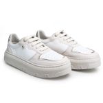 Tênis Casual Feminino Tb02 Confortável Off White com Branco e Dourado 2694