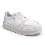 Tênis Casual Feminino Tb02 Confortável Off White com Branco e Dourado 2694