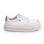 Tênis Casual Feminino Tb02 Confortável Off White com Branco e Dourado 2694