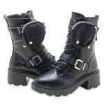 Bota Coturno Feminino Cano Médio Vizzano c/ Bolsinha Removível 3079104 Preto 1503