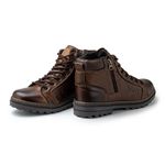 Bota Coturno Casual Masculino Couro Legítimo Laroche Vacanza Zíper Cadarço Chocolate 339